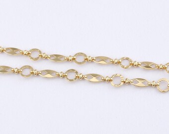 3.28Feet 18K Gold Filled Geometric Chain,Link Chain Necklace,Gold Geometric Chain for DIY Jewelry Making Supply