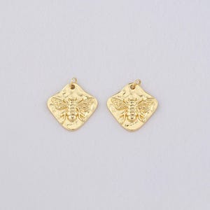 18K Gold Filled Bee Pendant,Insect Bee Charm Bracelet Necklace for DIY Jewelry Making Supply