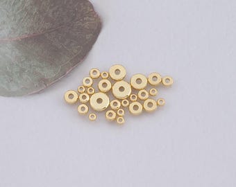 100PCS 18K Gold Filled Round Flat Spacer Beads,Flat Beads,Disc Beads Charm Bracelet Necklace for DIY Jewelry Making Supply