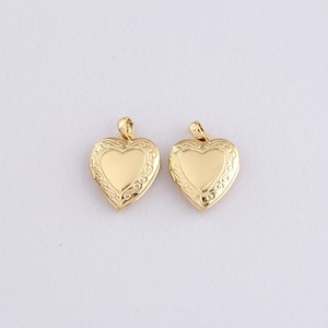 18K Gold Filled Heart Pendant,Gold Heart Box Charm Bracelet Necklace for DIY Jewelry Making Supply