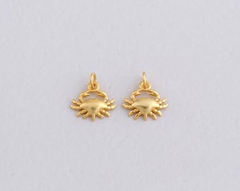 24K Gold gefüllte Krabbe Anhänger, zierliche Krabbe Charme Armband Halskette für die DIY Schmuckherstellung Versorgung