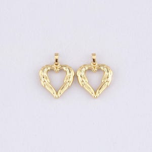 18K Gold Filled Heart Pendant,Gold Heart Charm Bracelet Necklace for DIY Jewelry Making Supply