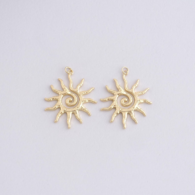 18K Gold Filled Spiral Sun Pendant,celesial Sun Charm Bracelet Necklace ...