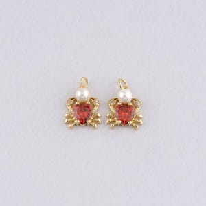 18K Gold Filled Crab Pendant,CZ Micro Pave Crab Charm Bracelet Necklace for DIY Jewelry Making Supply