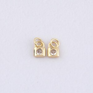 18K Gold Filled Lock Pendant,CZ Micro Pave Lock Charm Bracelet Necklace for DIY Jewelry Making Supply