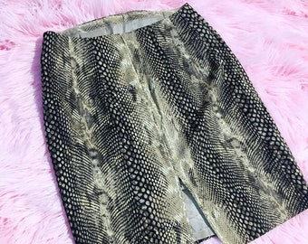 Vintage Express Design Studio Snake Print High Waisted Pencil Skirt - Women’s Size 4 - Y2K 2000s 00s Retro Animal Print Midi Mini Preppy