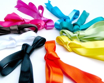 Satin Ribbon Shoelaces - 5 Pack Bulk Lot! Thick Ribbon Shoe Laces - 5/8 Inch Wide - Available In Kid's, Tennis, Boot, & Thigh High Length