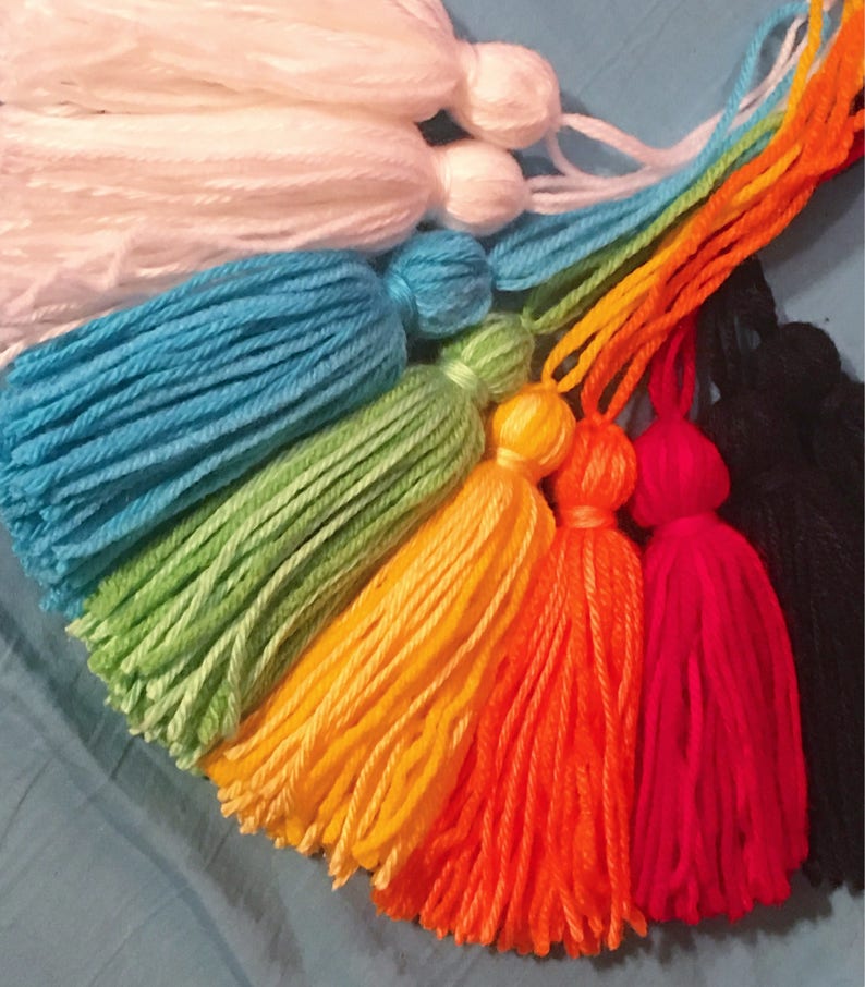 5 Tassels Large Fluffy Acrylic Yarn Tassels Available Etsy