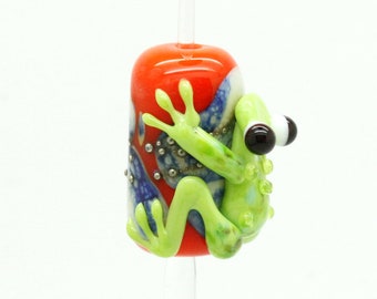 ready to ship lampwork frog bead A8-27