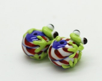 Ready to ship Margo lampwork beads frog earrings pair A20-10