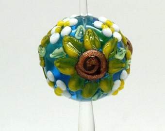 ready to ship lampwork sunflower bead A13-8