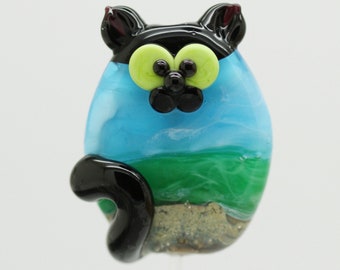 ready to ship lampwork cat bead A19-13