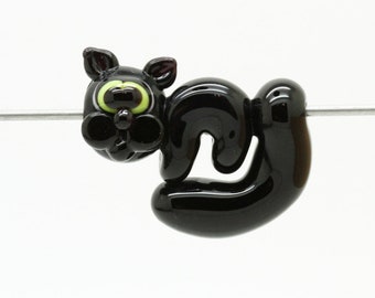 ready to ship lampwork Halloween black arch cat bead A7-15