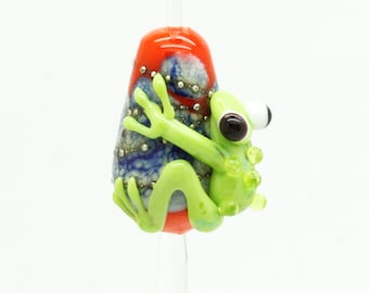 ready to ship lampwork frog bead A8-28