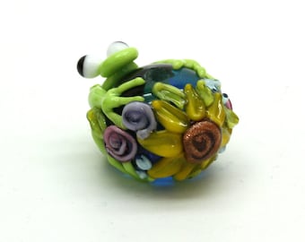 Ready to ship Margo lampwork beads frog A9-6