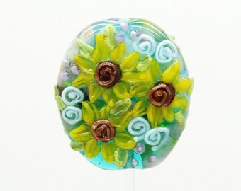 Ready to ship Margo sunflower lampwork beads A7-31