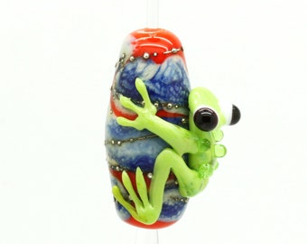 ready to ship lampwork frog bead A8-29