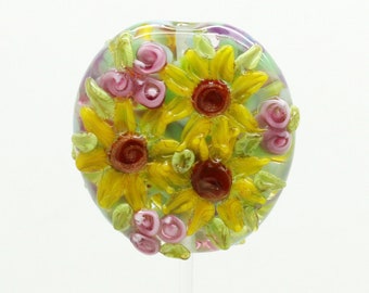 Ready to ship Margo sunflower lampwork beads A7-30