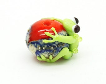 Ready to ship Margo lampwork beads frog A8-26