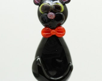 ready to ship lampwork halloween cat bead A18-6