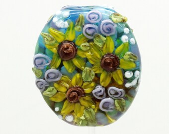 Ready to ship Margo sunflower lampwork beads A7-34