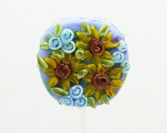 Ready to ship Margo sunflower lampwork beads A7-37