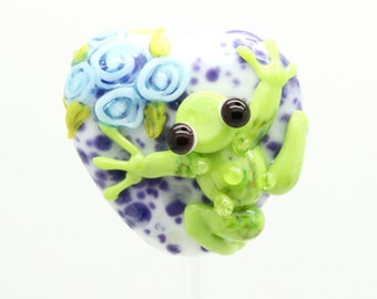 Ready to ship Margo lampwork beads frog heart A18-30