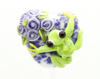 Ready to ship Margo lampwork beads frog heart A18-29