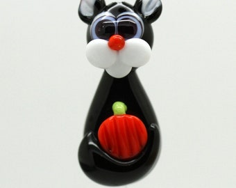 ready to ship lampwork halloween cat bead A18-18