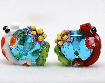 Made to order Margo lampwork beads koi pond earrings pair (2)
