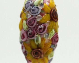 ready to ship lampwork sunflower bead A21-6