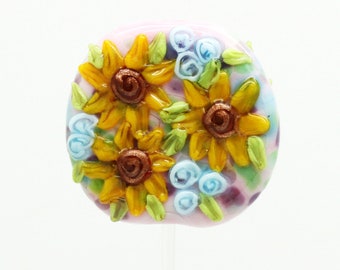 Ready to ship Margo sunflower lampwork beads A8-31