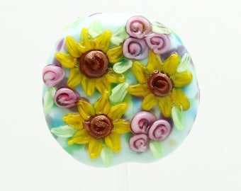 Ready to ship Margo sunflower lampwork beads A8-32