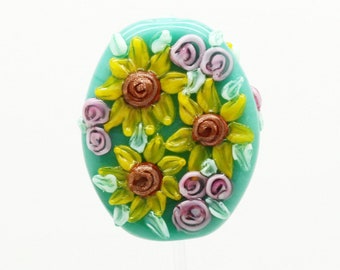 Ready to ship Margo sunflower lampwork beads A7-33