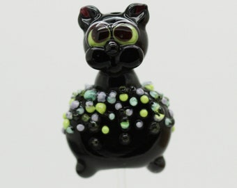 ready to ship lampwork halloween cat bead A19-12