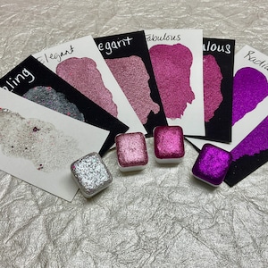 Glamorous Collection~Handmade metallic-shimmer watercolor paint, FC-Paints-half pan