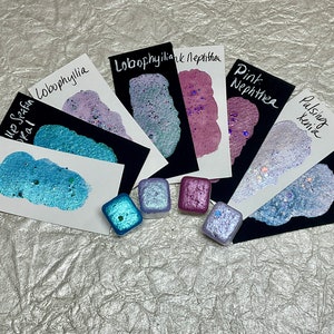 Coral Reef~Handmade metallic-shimmer watercolor paint, FC-Paints-half pan