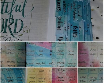 Bible Tabs-Double sided-PRINTABLE-Teal and Purple-Digital Download