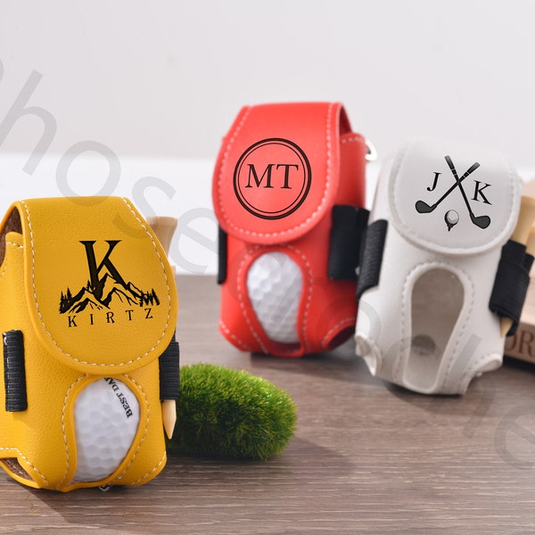 Personalized Golf Ball Waist Bag---Personalized Golf Gift Women Men Custom PU Leather Cover Golf Ball Cover Golf Ball Carry Pouch Tee Holder