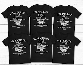 The Bachelor Club Custom Party Shirts, Groomsmen Gift, Bachelor Party Gift, Personalized Groom Tee, Wedding Party, The Guys, Custom Location