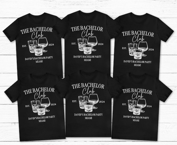 The Bachelor Club Custom Party Shirts, Groomsmen Gift, Bachelor Party Gift, Personalized Groom Tee, Wedding Party, The Guys, Custom Location