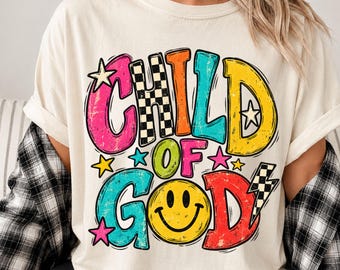 Child of God Shirt, Retro Christian Graphic Tee, Colorful Faith Sweatshirt, Jesus Shirt