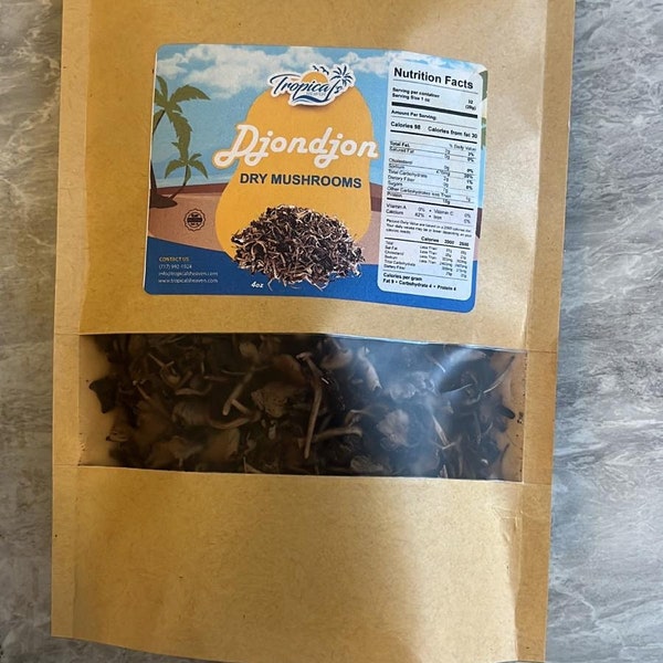Haitian Djondjon Mushrooms, Premium Dried Black Mushrooms, Organic Wild-Harvested, Authentic Haitian Cuisine Ingredient, Vegan, Gluten-Free
