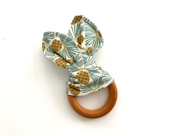 Modern pine cone wooden teething ring