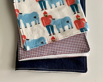 Paul Bunyan burp cloth trio