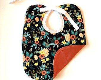 Black floral bib