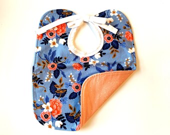 Blue floral bib