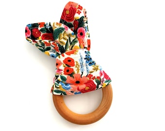 Rifle Paper floral wooden teething ring
