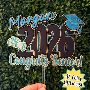 Personalized Graduation Cake Topper | Class of 2026 Grad Decor | Custom Senior Name Centerpiece