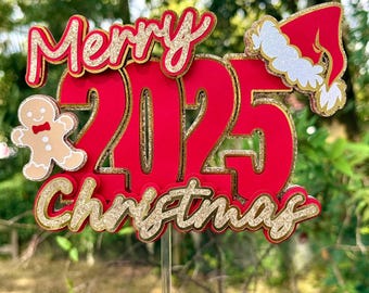 Personalized Christmas Cake Topper 2026 | 3D Custom Holiday Centerpiece Decoration